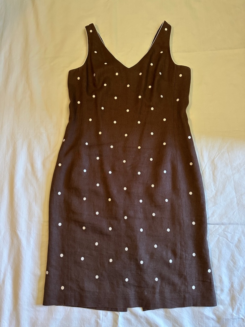 Donna Morgan Brown Midi Dress with White Polka Dots